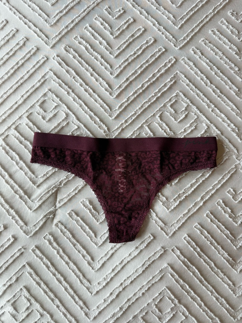 NWT PINK Burgundy Animal Print Thong | S